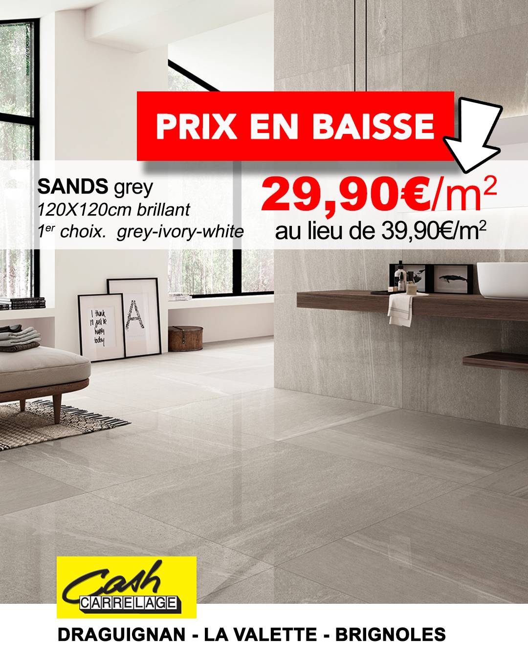 -10€ par mètre carré pour un 120x120cm d'exception