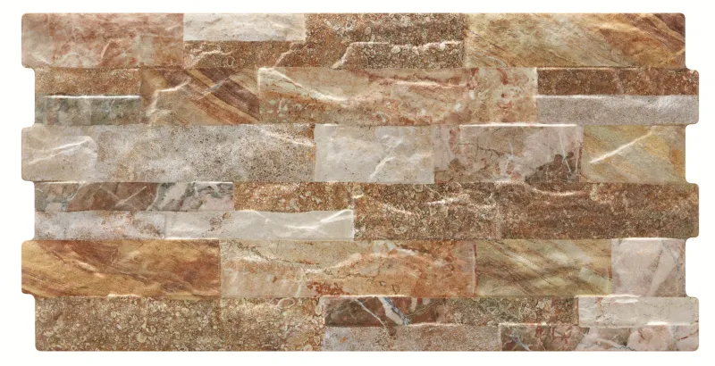 BERA Faience effet pierre de parement briquette 25x50cm