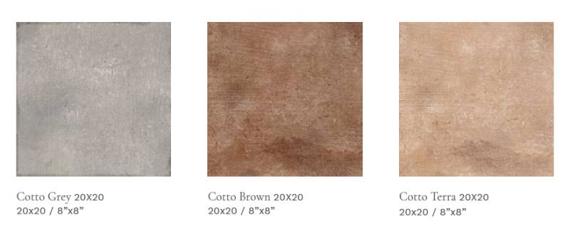 COTTO, le carrelage 20x20cm effet terre cuite