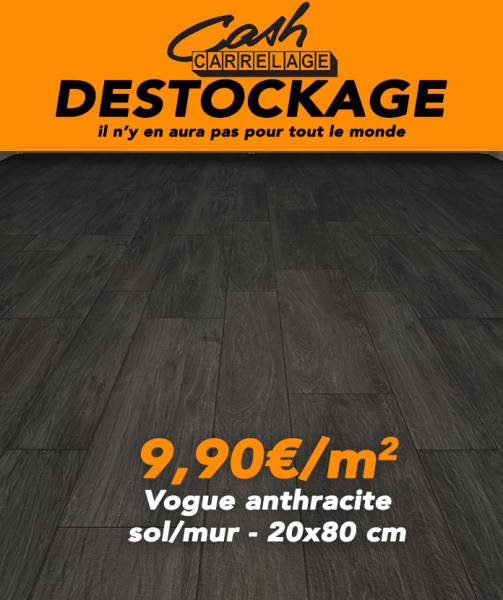 VOGUE anthracite, effet bois 20x80cm